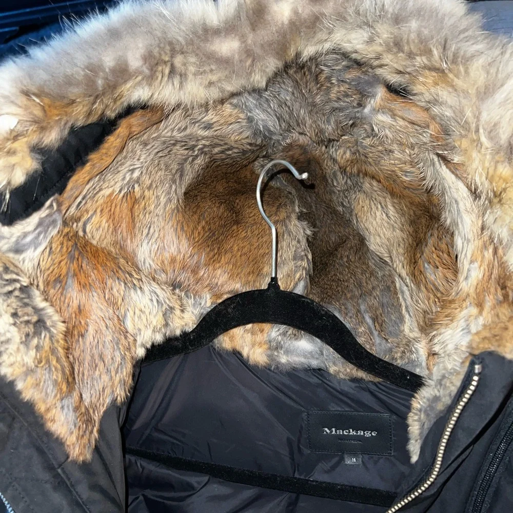 Mackage Black Puffer Jacket with Fur-Trimmed Hood - Picture 9 of 9
